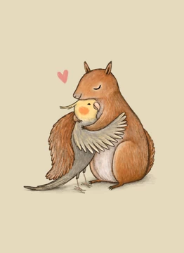 Cockatiel And Squirrel