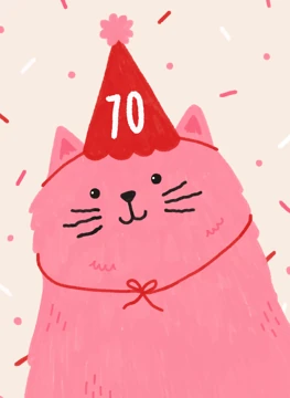 Birthday Hat Party Cat | Milestone Age 70