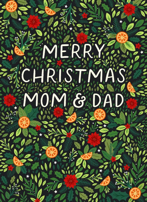 Floral Merry Christmas Mom & Dad