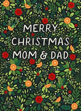 Floral Merry Christmas Mom & Dad