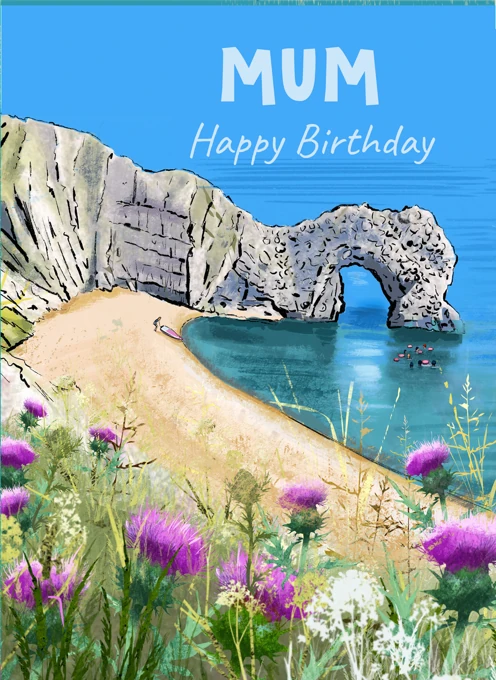 Mum Happy Birthday Coastal Scene