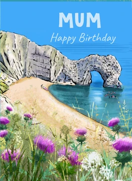 Mum Happy Birthday Coastal Scene