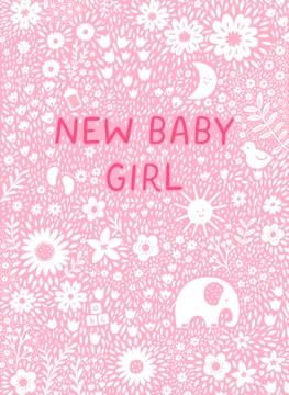 Pink Floral New Baby Girl Card