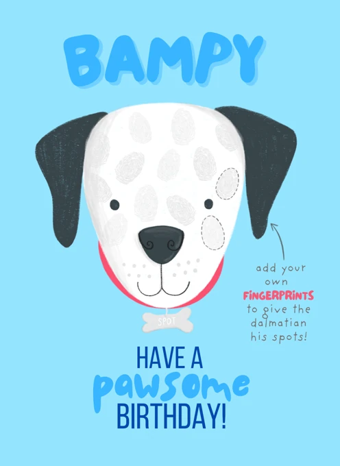 Bampy Have a Pawsome Birthday - Fingerprint Keepsake