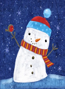Cute Christmas Snowman with Robin