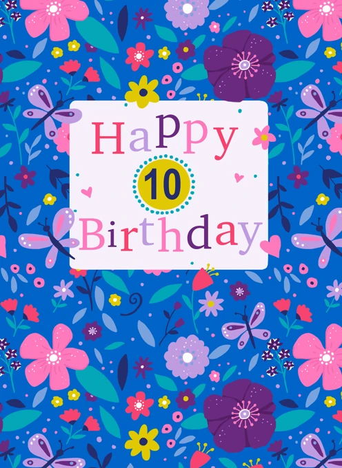Happy 10th  Birthday Floral