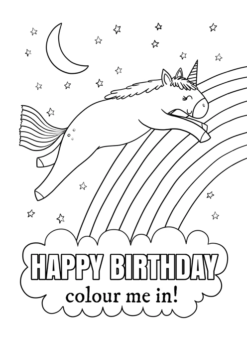 Happy Birthday Unicorn - Colouring