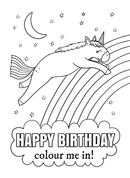 Happy Birthday Unicorn - Colouring