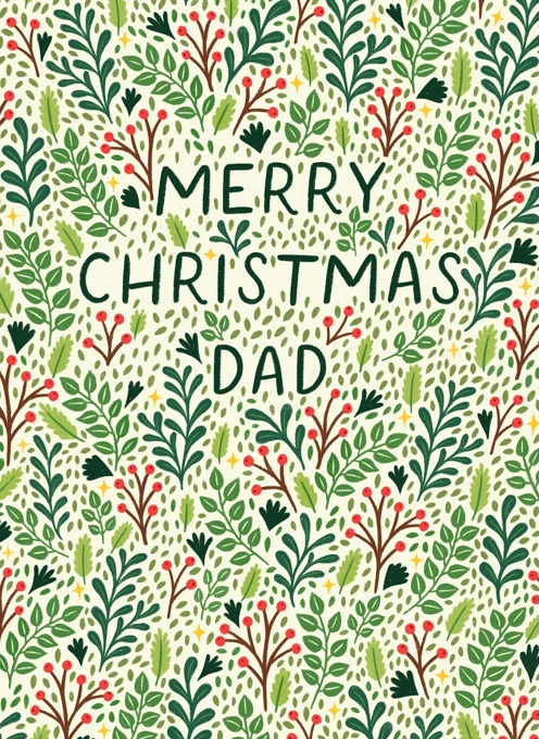 Botanical Merry Christmas Dad