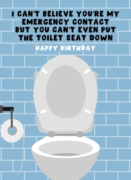 Emergency Contact Toilet Seat Birthday