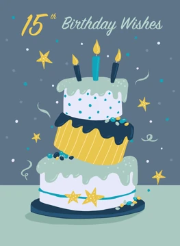 15th Birthday Wishes Modern Cake