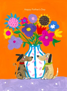 Happy Father's Day dogs and vase