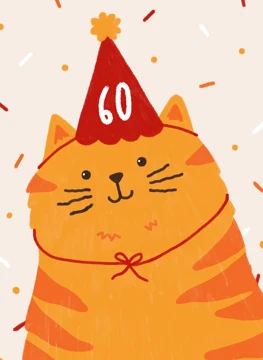 Birthday Hat Party Cat | Milestone Age 60