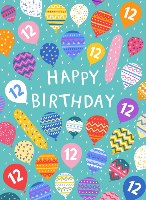 Happy 12th Birthday Balloons