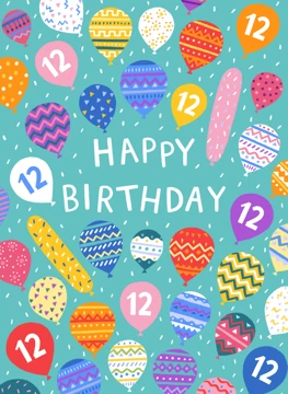 Happy 12th Birthday Balloons