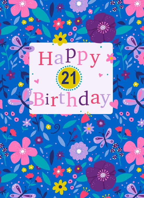 Happy 21 Birthday Modern Floral