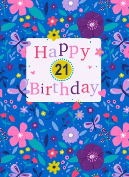 Happy 21 Birthday Modern Floral