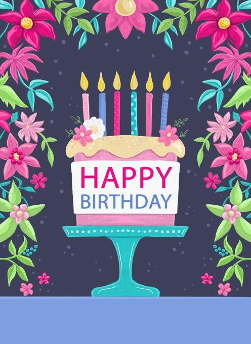 Birthday Cake with Flowers