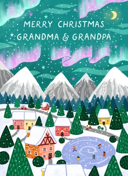 Merry Christmas Grandma & Grandpa - Northern Lights Aurora