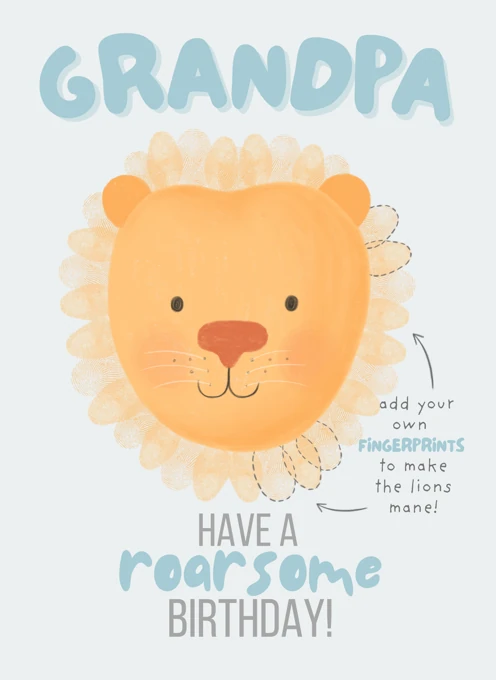 Grandpa Have a Roar-some Birthday - Fingerprint Keepsake