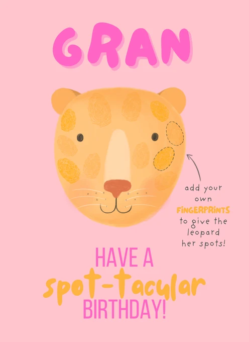 Gran Have a Spot-Tacular Birthday - Fingerprint Keepsake