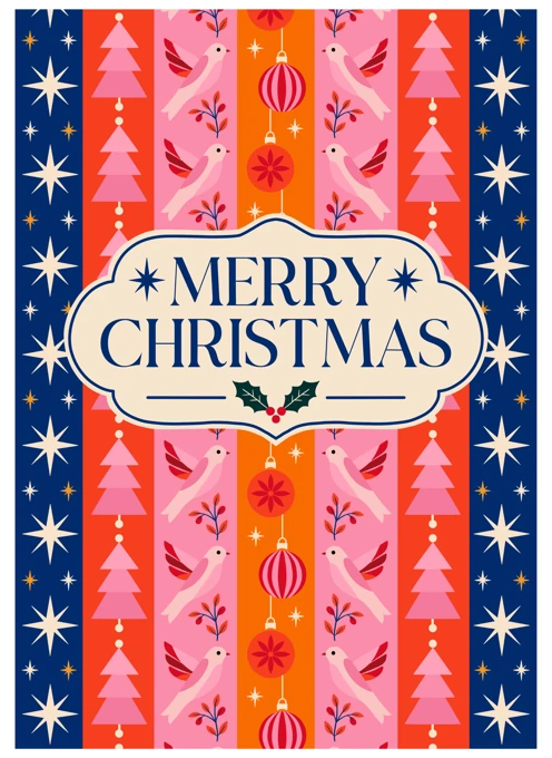 Merry Christmas Festive Folk Pattern