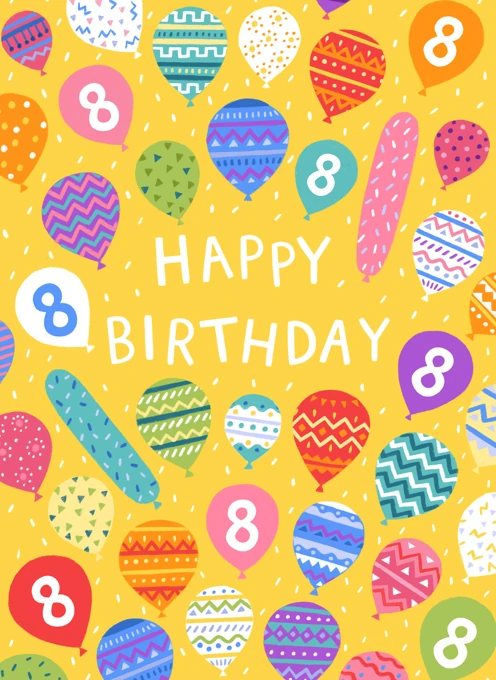 Happy 8th Birthday Balloons
