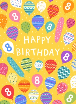 Happy 8th Birthday Balloons