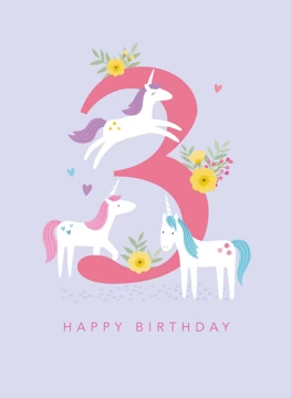 Age 3 Birthday Unicorns