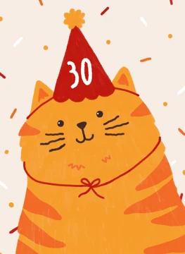 Birthday Hat Party Cat | Milestone Age 30