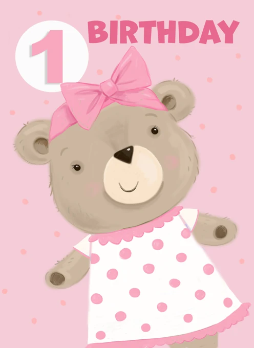 1st Birthday Cute Girl Bear