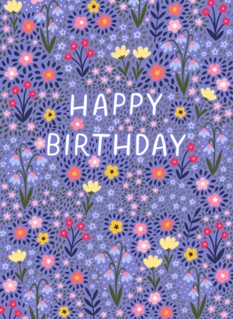 Floral Happy Birthday Card - Purple