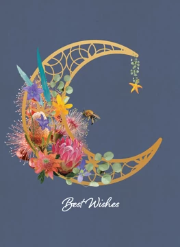 Moon Flowers - Best Wishes Card