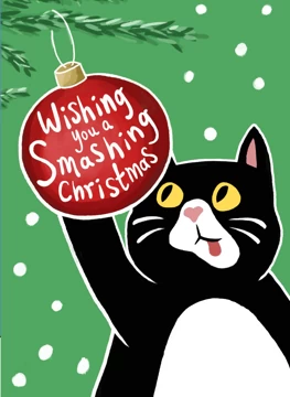 Cat Lover Smashing Christmas Card