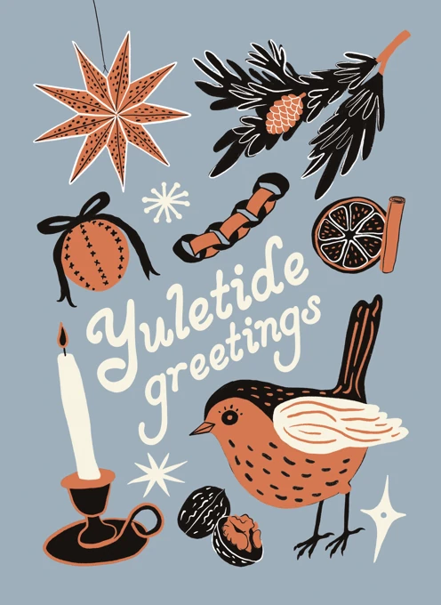 Yuletide Greetings - Nostalgic Yule Folk Art