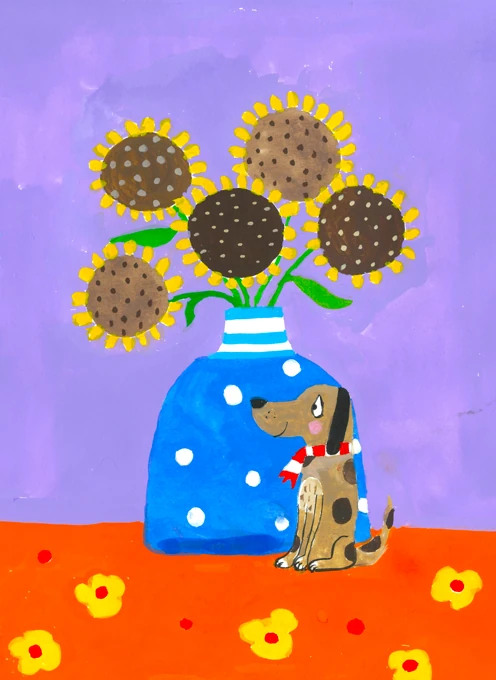 Dog with vase