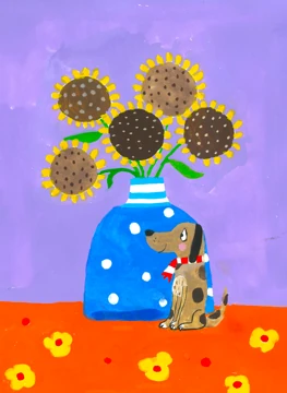 Dog with vase