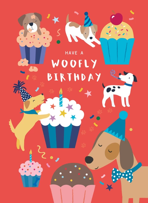 Woofly Birthday Party Dogs with Cake