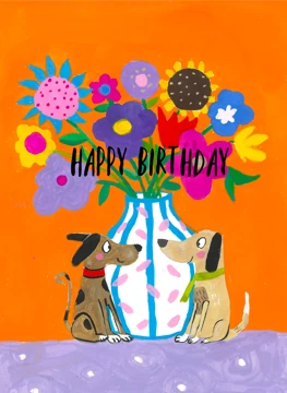 Happy Birthday Floral Dogs