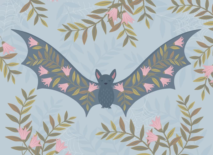 Floral Bat Motif