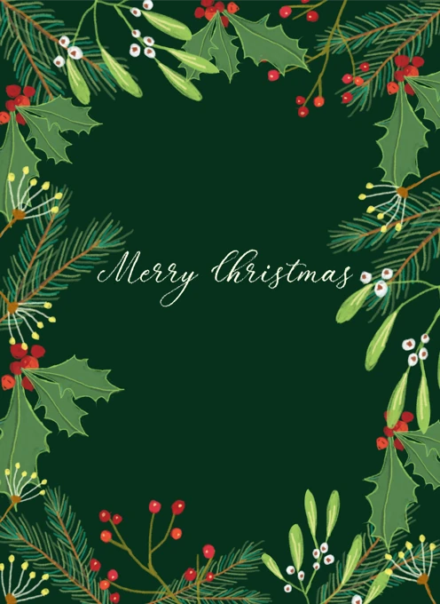 Merry Christmas Evergreen Wreath