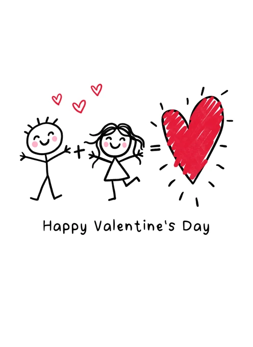 Happy Valentine's Day Stick Couple