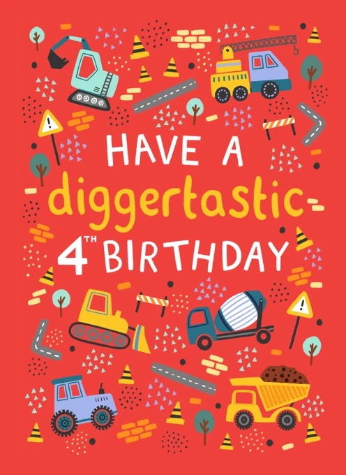 Have a Diggertastic 4th Birthday - Construction & Vehicles