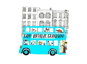 Blue Bus Birthday Grandson