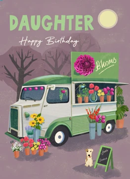 Daughter Happy Birthday Floral Van