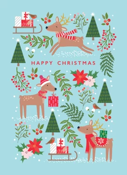 Festive Reindeer and Robin