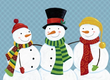 Three Merry Christmas Holiday Snowmen