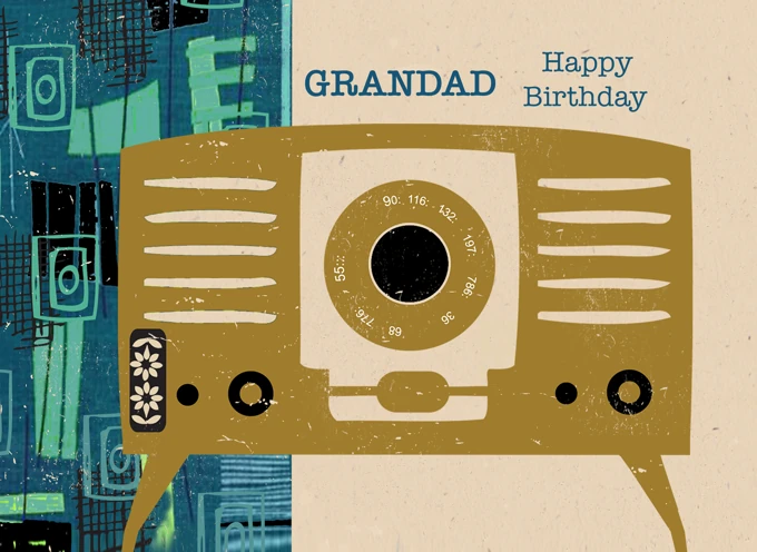 Grandad - Happy Birthday Retro radio