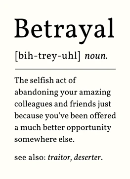 Betrayal - Funny Leaving Card