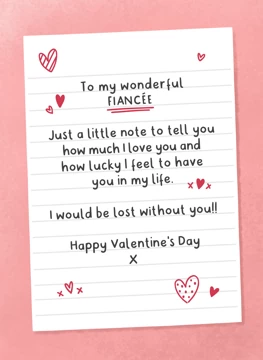 Wonderful Fiancée Note Valentine’s Card